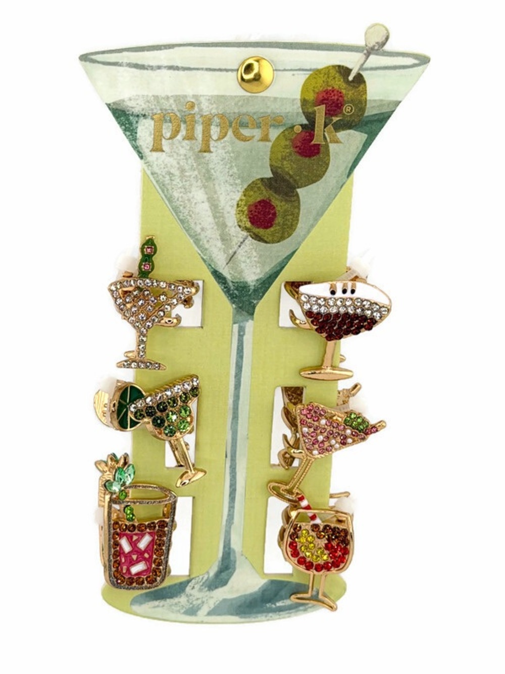 Piper K Cocktail Mini Hair Claw Clips Gold Tone
